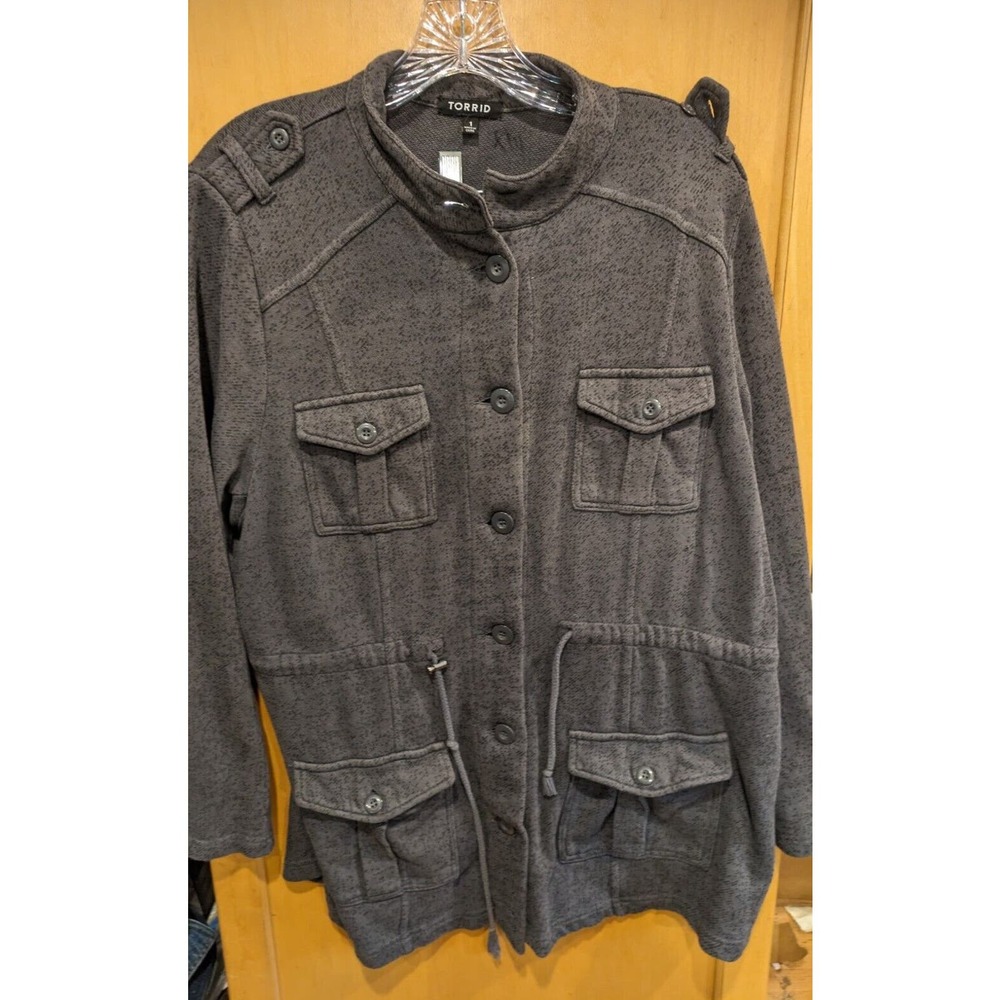 Torrid Sz Plus 1 Drape‎ Front Anorak Jacket Olive Green